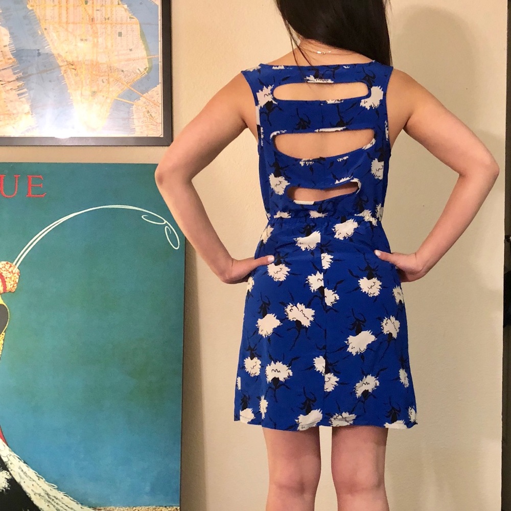 Blue floral dress with cutout back